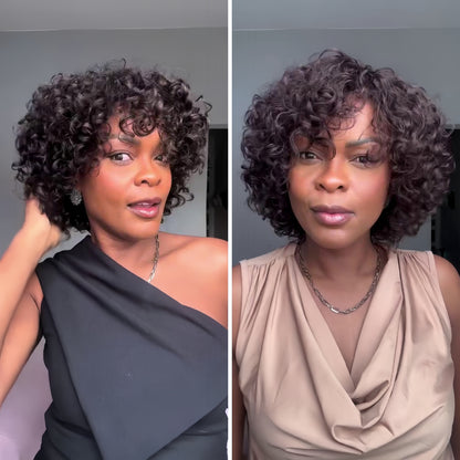 Voluminous Short Cut Curly Bob Wig 100% Human Hair