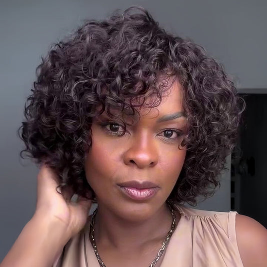 Voluminous Short Cut Curly Bob Wig 100% Human Hair