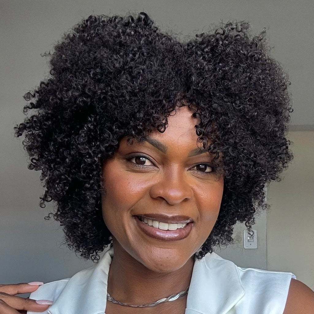 Put On & Go Glueless Short Afro Curly Bob Wig