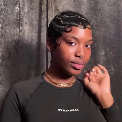 Full Lace Finger Wave Short Pixie Cut Glueless Wig