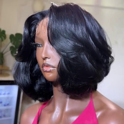 Natural Hairline Layered Cut Glueless 5×5 Lace Closure Bob Wig