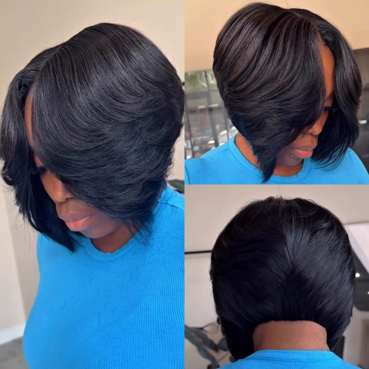 Middle Part Layered Short Cut 5×5 Lace Closure Wig
