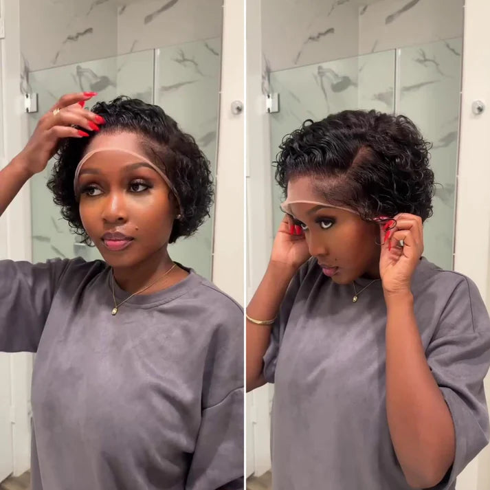 Glueless Short Curly Pixie Cut Lace Wig