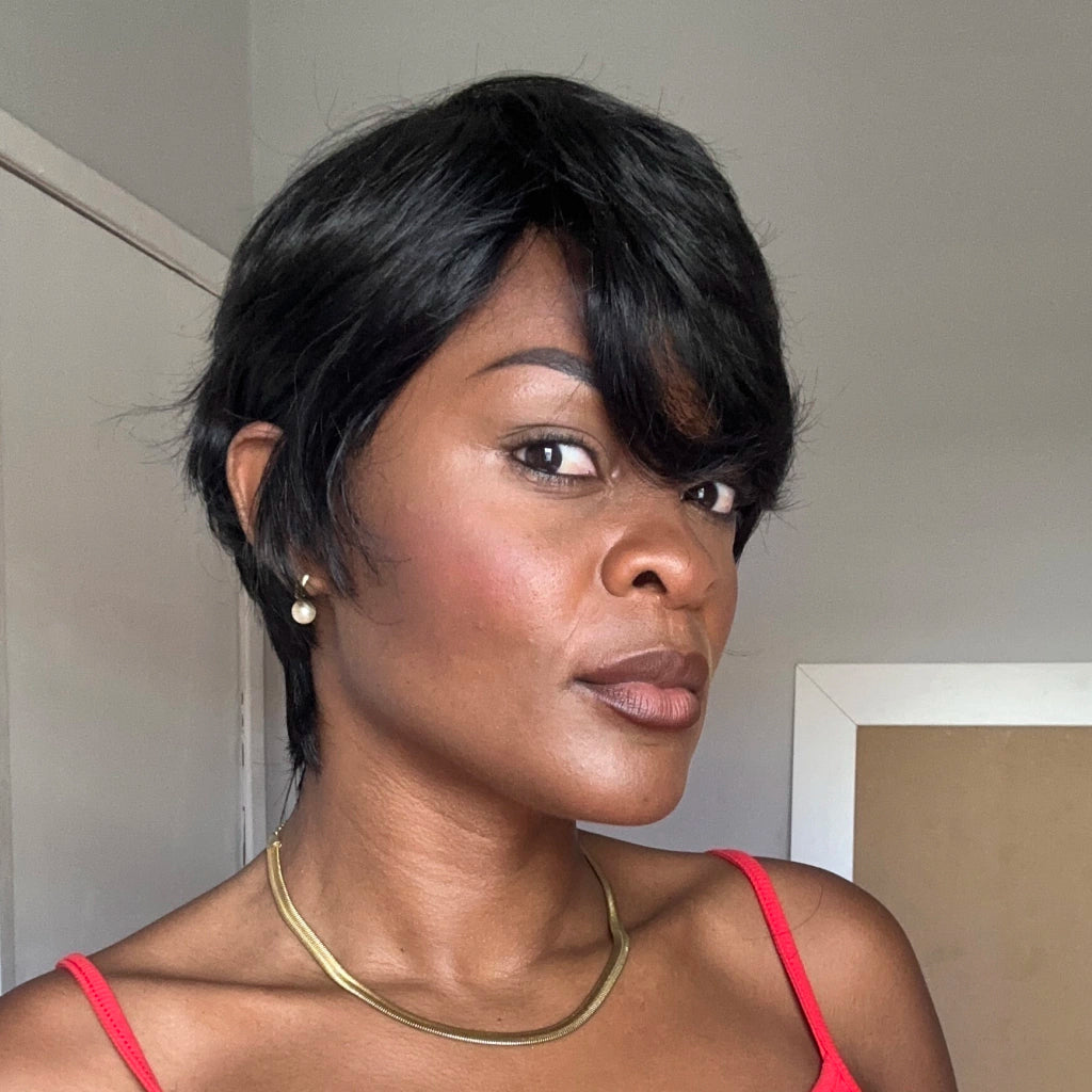 Realistic Layered Short Pixie Cut Wig With Bangs