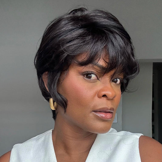 Put On & Go Vintage Curly Short Glueless Wig 100% Human Hair