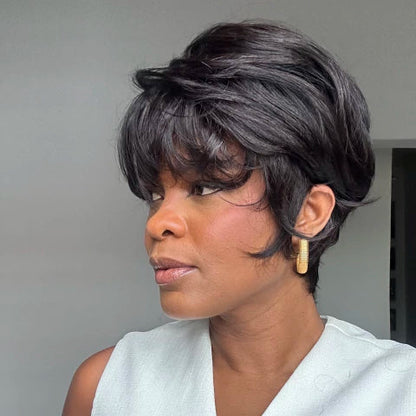 Put On & Go Vintage Curly Short Glueless Wig 100% Human Hair