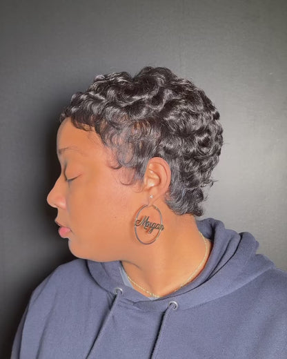 Glueless Full Lace Finger Wave Short Pixie Cut Wig
