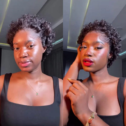 Glueless Short Curly Pixie Cut Lace Wig