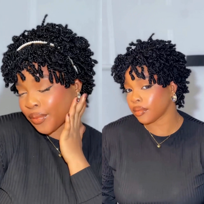 Full Lace Natural Black Afro Lightweight Mini Kinky Twist Wig