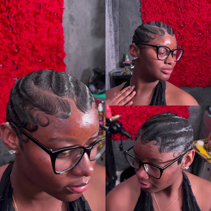 Full Lace Finger Wave Short Pixie Cut Glueless Wig